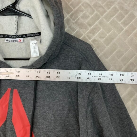 Reebok Mens XL Hoodie Sweat Shirt Gray Color Block Logo Cotton Blend Athletic - Picture 9 of 16